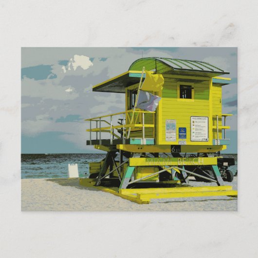 Miami South Beach Yellow Lifeguard Tower Postkarte (Vorderseite)