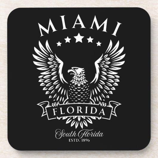 Miami South Florida Vintag Eagle Getränkeuntersetzer (Vorderseite)