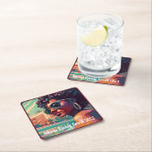 Miami Spring Break Black Woman in Pool Malerei Rechteckiger Pappuntersetzer (Vor Ort)