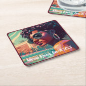 Miami Spring Break Black Woman in Pool Malerei Rechteckiger Pappuntersetzer (angewinkelt)