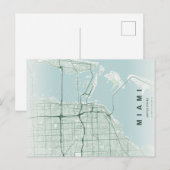 Miami Stadtplan Minimale Postkarte (Vorne/Hinten)