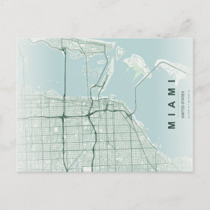 Miami Stadtplan Minimale Postkarte