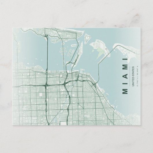 Miami Stadtplan Minimale Postkarte (Vorderseite)