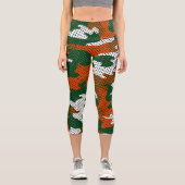 Miami Storm green & Orange Camo Printed Capri Leggings (Vorderseite)
