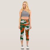 Miami Storm green & Orange Camo Printed Capri Leggings (Vorderseite)