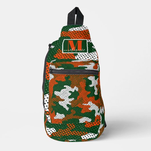 Miami Storm green & Orange Camo Printed Crossbody Bag (Vorderseite)