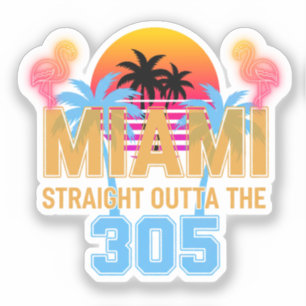 Miami Straight Outta The 305 Vintage Sonnenunterga Aufkleber