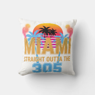 Miami Straight Outta The 305 Vintage Sonnenunterga Kissen