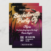 Miami Summer Girls Weekend Bachelorette Party Einladung (Vorne/Hinten)