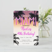 Miami Summer Girls Weekend Geburtstagsparty Einladung (Stehend Vorderseite)