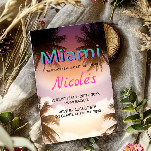 Miami Summer Sunset Junggeselinnen-Abschied Einladung