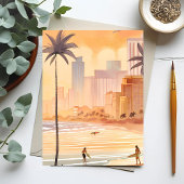 Miami Sunrise | Yellow Watercolor Skyline-Malerei Postkarte