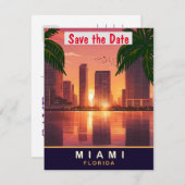Miami Sunset, Florida, Travel Postcard, Save The Date (Vorne/Hinten)