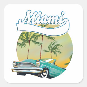Miami Sunset Logo Quadratischer Aufkleber