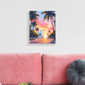 Miami Sunset Palm Trees Leinwanddruck (Insitu (Wohnzimmer))