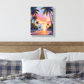 Miami Sunset Palm Trees Leinwanddruck (Insitu (Schlafzimmer))