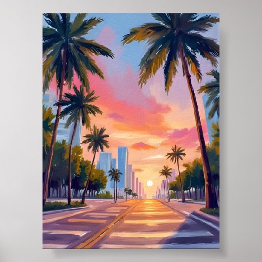 Miami Sunset Palm Trees Poster (Vorne)