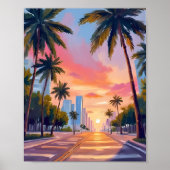 Miami Sunset Palm Trees Poster (Vorne)
