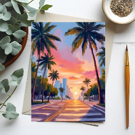 Miami Sunset Palm Trees Postkarte