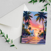 Miami Sunset Palm Trees Postkarte