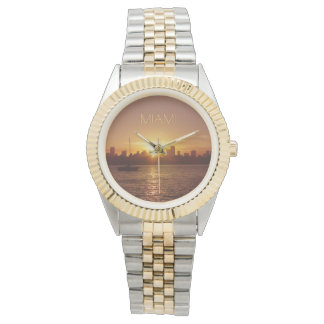 Miami Sunset Skyline ohne Text Armbanduhr