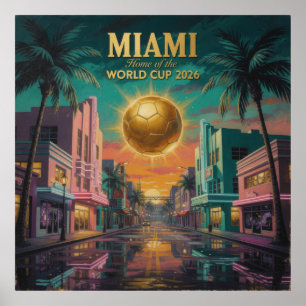 Miami Sunset Weltmeisterschaft 2026 Fußballposter  Poster