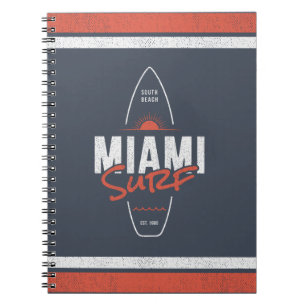 Miami Surf – Vintage-Strand-Sonnenuntergang-Surfbr Notizblock