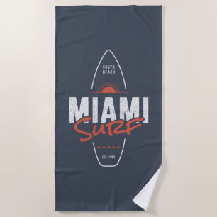 Miami Surf – Vintage-Strand-Sonnenuntergang-Surfbr Strandtuch