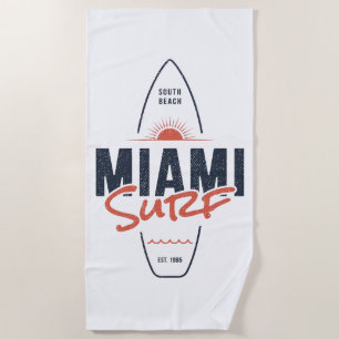 Miami Surf – Vintage-Strand-Sonnenuntergang-Surfbr Strandtuch