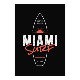 Miami Surf – Vintage-Strand-Sonnenuntergangs-Surfb Fotodruck