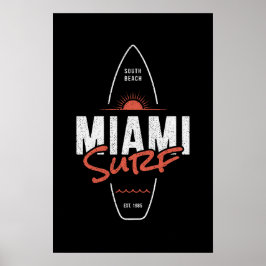 Miami Surf – Vintage-Strand-Sonnenuntergangs-Surfb Poster