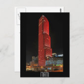 Miami Tower, Reflexionen von Rot Postkarte (Vorne/Hinten)