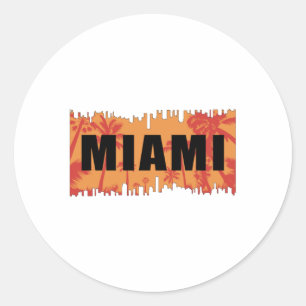 Miami USA City Cityscape Skyline Funny Gift Idee Runder Aufkleber