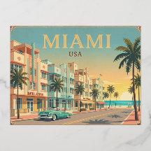 Miami USA Vintage Reise Postkarte