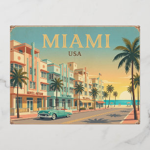 Miami USA Vintage Reise Postkarte