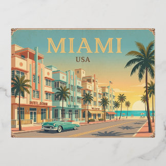 Miami USA Vintage Reise Postkarte