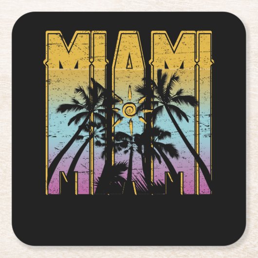 Miami Vacation Souvenir - Retro Beach Apparel Rechteckiger Pappuntersetzer (Vorderseite)