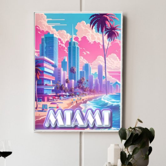 Miami Vaporwave Travel Poster