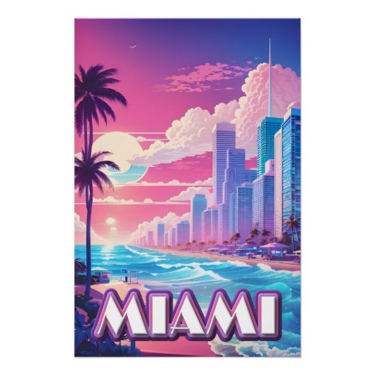 Miami Vaporwave Travel Poster (Vorderseite)