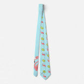 Miami Vibes Flamingo und Limes Neck Tie Krawatte (Rückseite)
