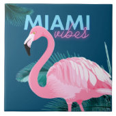 Miami Vibes Pink Flamingo Art Deco Fliese (Vorderseite)