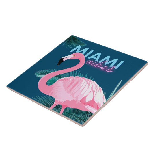 Miami Vibes Pink Flamingo Art Deco Fliese (Seite)