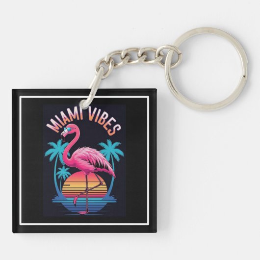 Miami Vibes Summer Flamingo Design-63454 Schlüsselanhänger (Rückseite)