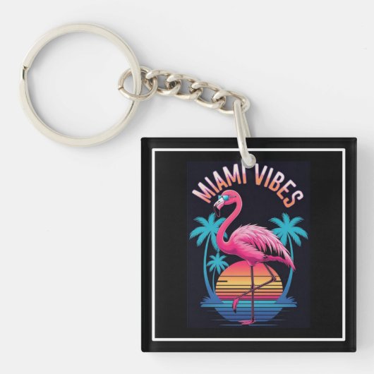 Miami Vibes Summer Flamingo Design-63454 Schlüsselanhänger (Vorderseite)