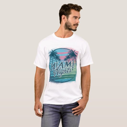 Miami Vice Vibes - Pastel Palms T - Shirt (Vorne ganz)