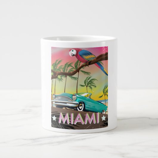 Miami Vintag Retro Reiseaufdruck Jumbo-Tasse (Vorderseite)