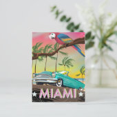 Miami Vintag Retro Reiseaufdruck Postkarte (Stehend Vorderseite)