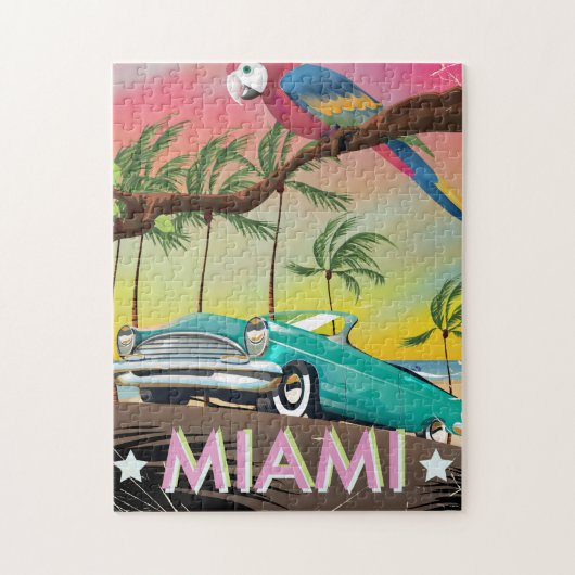Miami Vintag Retro Reiseaufdruck Puzzle (Vertikal)