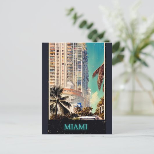 Miami vintage poster  postkarte (Stehend Vorderseite)