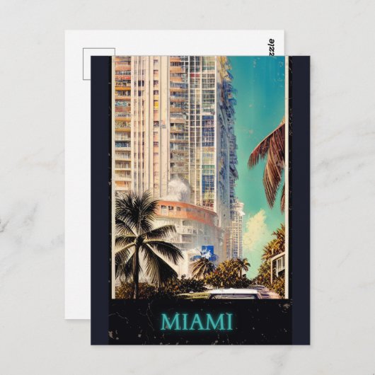Miami vintage poster postkarte (Vorne/Hinten)